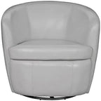 Pemberly Set of 2 Steamboat Ice All Italian Leather Swivel Club Chair