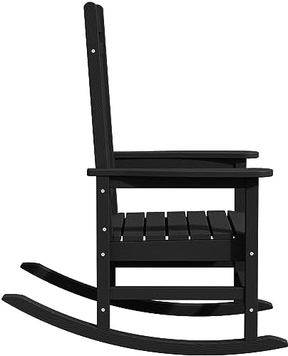 KINGYES Oversized Outdoor Rocking Chairs Set of 2, HDPE Porch Rocker, Black | - Rocking Chairs for Outdoor with Wide Seat - 350LBS Support for Adults