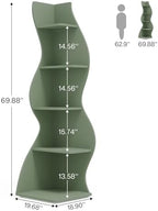 Tribesigns Corner Shelf, Modern 5-Tier Wall Corner Bookshelf, Stylish Corner Small Bookcase Storage Rack Plant Stand with Unique Shape for Living Room, Home Office (Sage Green, 1PC)