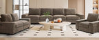 TEKAMON 100" Modular Sofa with Seats Storage, Comfy 3-Seater Chenille Fabric Couch for Living Room, Office, Apart W/Deep Seat, USB Charging, Upholstered Couch with Removable Cover(Brown)