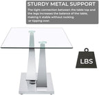 Modern Silver Dining Table, 63" Dining Room Table for 4-6 with Heavy Duty Tempered Glass Top, Rectangular Glass Kitchen Table with Sturdy U Shaped Base for Kitchen Dining Room