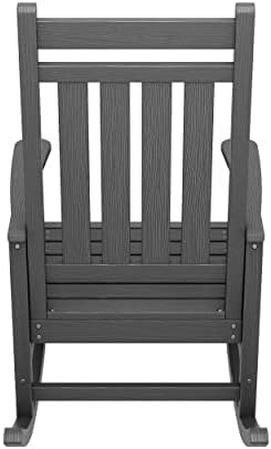 SERWALL Outdoor Rocking Chair Set of 2, HDPE Rocking Chairs for Adult, Grey | 21.1" Widened Seat adds Extra Comfort, Oversized Rocking Chair for Adults, All Weather Porch Rocker for Lawn Garden