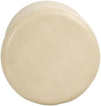 Spatial Order 18" Round Ottoman - Cream Faux Leather