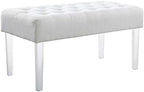 Linon Ella Glitz Acrylic Leg Bench, 35"Wx17"Dx18"H, White