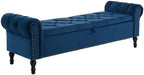 Velvet Storage Bench 67 Inch Upholstered Tufted Ottoman Bench with Arms Large Storage Space King Size End of Bed Bench for Bedroom Living Room Entryway Navy Blue