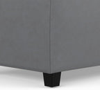 SIMPLIHOME Avalon 48" Wide Vegan Leather Storage Ottoman in Stone Grey | Contemporary lift-top ottoman with high-density foam; rectangle storage bench or coffee table for living room or entryway.
