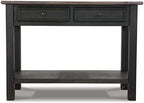 Signature Design by Ashley Tyler Creek Farmhouse Console Table, 2 Drawers | Behind couch table, Solid and engineered wood and veneers, 22-inch deep display shelf, Farmhouse sofa table