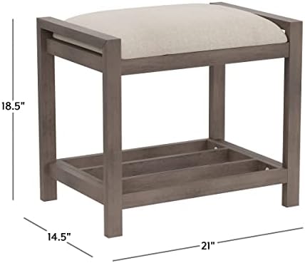 Hillsdale Furniture Amelia Vanity Stool, Antique Gray