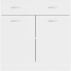 White Engineered Wood Drawer Bottom Cabinet with Shelf Storage, Modern Scandinavian Design for Kitchen Organization and Easy Assembly, Durable Furniture for Compact Spaces
