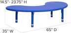 Flash Furniture 35''W x 65''L Half-Moon Blue Plastic Height Adjustable Activity Table