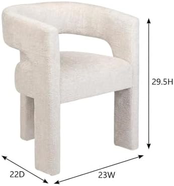 Jofran Gwen Jacquard Upholstered Accent Chair, Modern Luxury Plush Sculptural Armchair for Dining Room or Living Room, Chairs Living Room, Natural, Set of 6