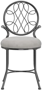 Hillsdale O'Malley Vanity Stool with Spiral Pattern Design, Metallic Gray Fabric