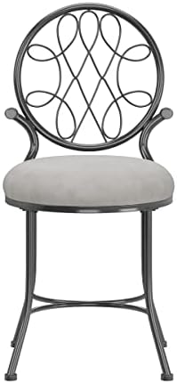 Hillsdale O'Malley Vanity Stool with Spiral Pattern Design, Metallic Gray Fabric