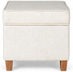Homepop Home Decor | K7342-F2067 | Classic Square Storage Ottoman with Lift Off Lid | Ottoman with Storage for Living Room & Bedroom, Cream Woven