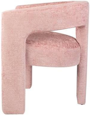 Jofran Gwen Jacquard Upholstered Accent Chair, Modern Luxury Plush Sculptural Armchair for Dining Room or Living Room, Chairs Living Room, Pink, Set of 4