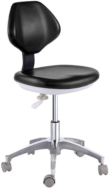 BONEW-Oral Dental Chair Stool Assistant for Dentist Doctor's Stool Adjustable Mobile Chair PU Leather Black
