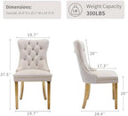 Velvet Dining Chairs Set of 4, Mid Century Tufted Dining Room Chairs with Nailhead Back Ring, Metal Legs, Modern Style for Kitchen, sillas de comedor (Beige, Golden Legs, 4 Pcs)