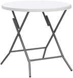 VINGLI 32" Round Folding Commercial Banquet Table, Portable Plastic Coffee Card Dining Table for Kitchen or Outdoor Party Wedding Event, 1 Pack, White | Folding