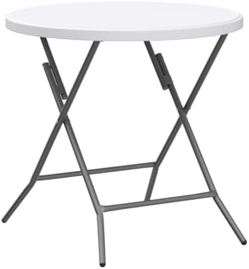 VINGLI 32" Round Folding Commercial Banquet Table, Portable Plastic Coffee Card Dining Table for Kitchen or Outdoor Party Wedding Event, 1 Pack, White | Folding
