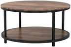 NSdirect Round Coffee Table,36" Coffee Table for Living Room,2-Tier Rustic Wood Desktop with Storage Shelf Modern Design Home Furniture(Light Walnut)
