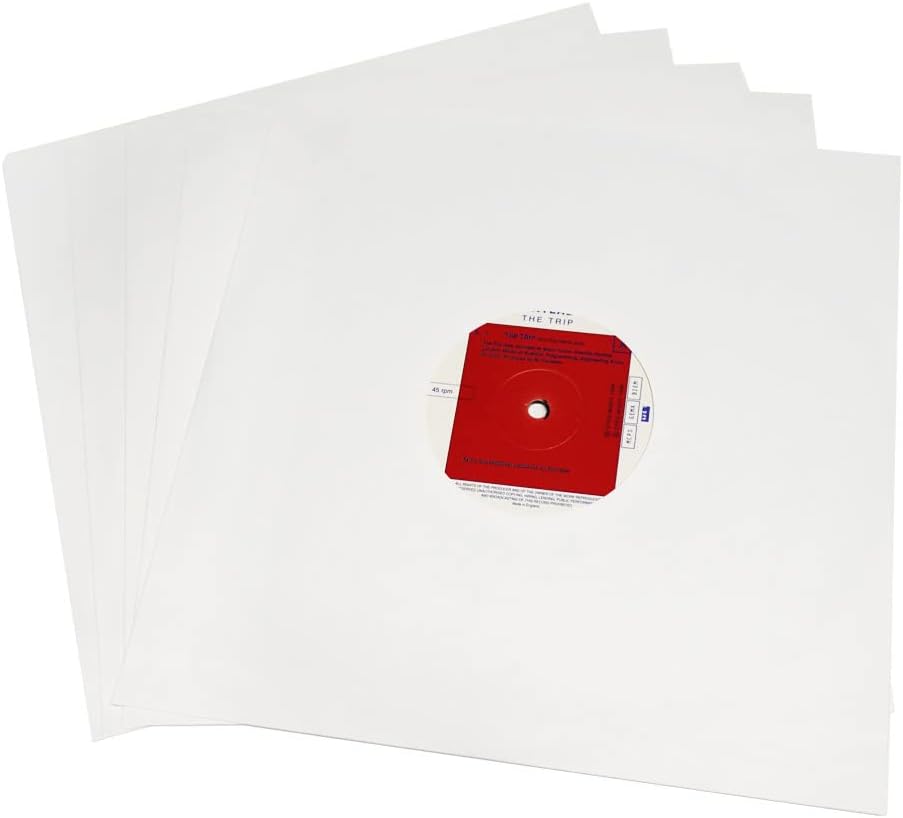 10'' Vinyl Record Paper Inner Sleeves Kraft Paper Protection Covers, 20Pcs | White Anti-Static Acid Free Sleeves for 10 Inches 78rpm Record