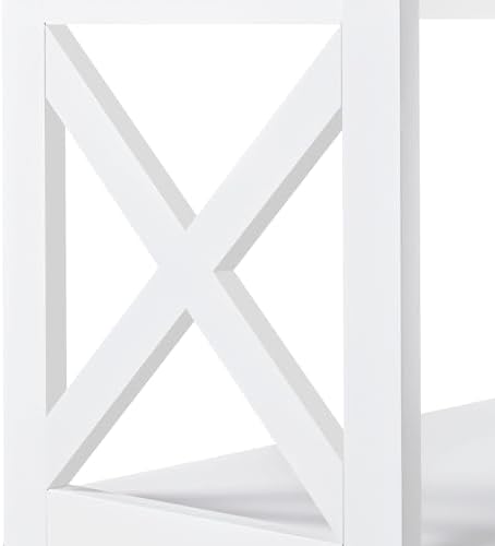 Yaheetech 42"L White Console Table 3-Tier Narrow X-Frame Open Storage Shelf | Sofa Table for Entryway, Hallway and Living Room, Slim 14" Depth, Powder-Coated MDF, 88 lb Top Load, Easy Assembly