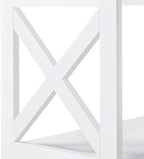Yaheetech 42"L White Console Table 3-Tier Narrow X-Frame Open Storage Shelf | Sofa Table for Entryway, Hallway and Living Room, Slim 14" Depth, Powder-Coated MDF, 88 lb Top Load, Easy Assembly
