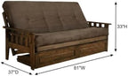 Kodiak Furniture Tucson Full Futon Set in Rustic Walnut Finish with Storage Drawers, Suede Gray