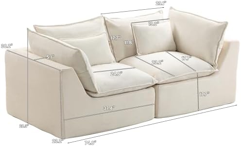 Couch Sectional Sofas Cloud Couches for Living Room | Loveseat L U Shaped Modern Modular Cloud Sofa with Pillows and Ottoman for Bedroom