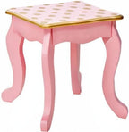Teamson Kids Pretend Play Kids Vanity, Table & Chair Vanity Set with Mirror, Girls Makeup Dressing Table with Storage Drawer & Polka Dot Print, Gisele Collection, Pink/Gold