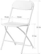 100 PCS Plastic Folding Chair, Portable Commercial Chair, Heavy-Duty Plastic Folding Chairs, Folding Chair with 350 LB Capacity for Wedding Party Outdoor Indoor White
