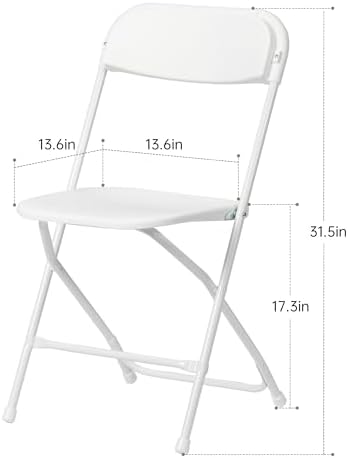 100 PCS Plastic Folding Chair, Portable Commercial Chair, Heavy-Duty Plastic Folding Chairs, Folding Chair with 350 LB Capacity for Wedding Party Outdoor Indoor White