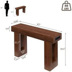 47" Narrow Console Table with Socket & Sensor Light, Farmhouse Entryway Table, Behind Couch Table, Hallway/Living Room/Couch Armrest Table, Dark Walnut