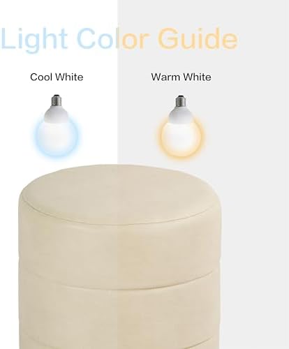 Spatial Order 18" Round Ottoman - Cream Faux Leather