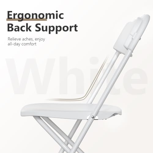 2 Pack Plastic Folding Chairs, Lightweight Stackable Portable Commercial Seat with Steel Frame for Patio, Garden, Picnic, Party, Kitchen, Indoor Outdoor Events