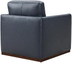 CHITA Genuine Leather Swivel Chair, Wood Frame, Fully Assembled, Navy