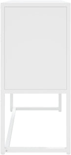 White Steel Sideboard with Adjustable Levelers, Modern Rectangular Storage Cabinet for Living Room and Dining Room, Sleek Design with Single Shelf, Sturdy Powder-Coated Steel