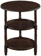 Telephone Table, Small Telephone Coffee Side Table,Living Room Sofa Side Table,Three Layers of Storage,Round Tray Side Table,No Assembly Required(Black Walnut-20.07 * 20.07 * 24.60in