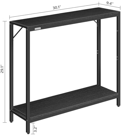 MAHANCRIS 30" Narrow Console Table, 2-Tier Small Entryway Table with Shelf, Thin Sofa Table with Shelves, Behind Couch Table for Living Room, Hallway, Foyer, Corridor, Office, Black CTHB27601