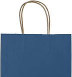 bagmad 100 Pack 8x4.75x10 Inch Medium Blue Gift Paper Bags with Handles Bulk, Kraft Bags, Craft Grocery Shopping Retail Party Favors Wedding Business Sacks (Blue, 100pcs)
