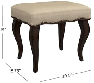 Hillsdale Hamilton Wood and Upholstered Backless Vanity Stool for Makeup Room and Bathroom, Burnished Oak