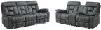 EBELLO 2 Pieces Recliner Sofa Couch Furniture Set, Overstuffed Reclining Loveseat Recliner Couch and Wide 3PC Bonded Sofa Set for Living Room, Dark Greenish-Grey