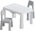 Little Twig 3-Piece Height Adjustable Kids Table and Chairs Set – Built-in Storage Drawers, Modern Design, Easy to Clean, Perfect for Eating, Activities, or Studying (Gray)