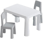 Little Twig 3-Piece Height Adjustable Kids Table and Chairs Set – Built-in Storage Drawers, Modern Design, Easy to Clean, Perfect for Eating, Activities, or Studying (Gray)