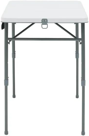 White 40" L x 20" W Plastic Adjustable Height Fold-in-Half Folding Table