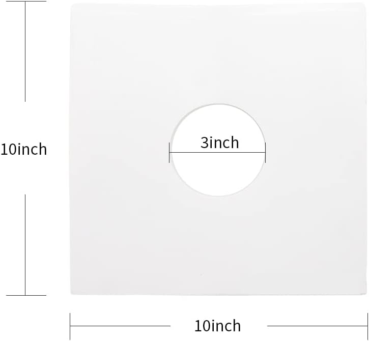 10'' Vinyl Record Paper Inner Sleeves Kraft Paper Protection Covers, 20Pcs | White Anti-Static Acid Free Sleeves for 10 Inches 78rpm Record