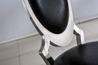 Henf Modern Luxury Dining Chairs Set of 6, Leatherette Upholstered Kitchen Dining Chair with Silver Stainless Steel Frame, High-Back Armless Side Chair for Dining Kitchen Room (Black)