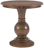 Pemberly Row Round Wood Accent Table, 26.5" High, Rustic Natural Finish, Pedestal Base, Compact Size for Living Room, Bedroom, or Bathroom Decor, Supports Up to 50 lbs