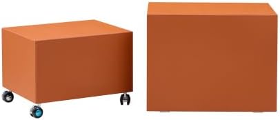 2-Piece Small Cube Side Table and Rolling Side Table Set | Modern Movable End Tables with Silent Casters Minimalist Cube Accent Side Table for Living Room, Bedroom