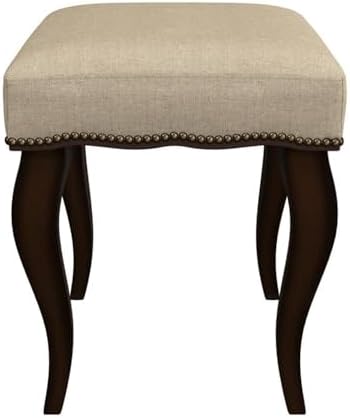 Hillsdale Hamilton Wood and Upholstered Backless Vanity Stool for Makeup Room and Bathroom, Burnished Oak